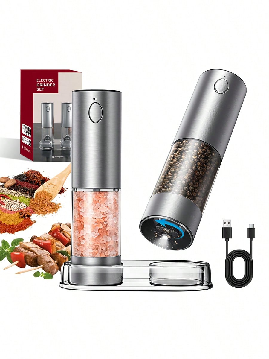Kitchen Gadgets Gift Ideas - 2피스 전기 소금 후추 분쇄기 세트,