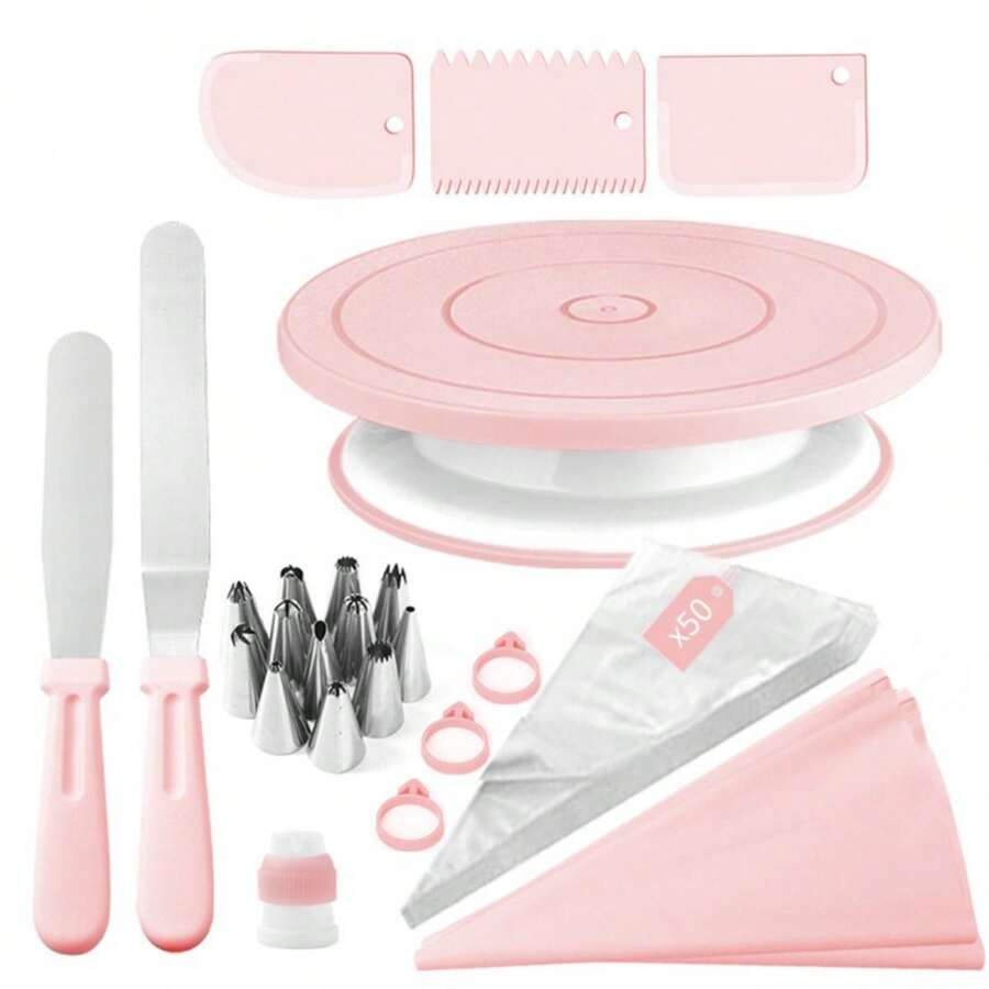 Cake Decorating Turntable - 74개 핑크 & 그린 케이크 턴테이블,