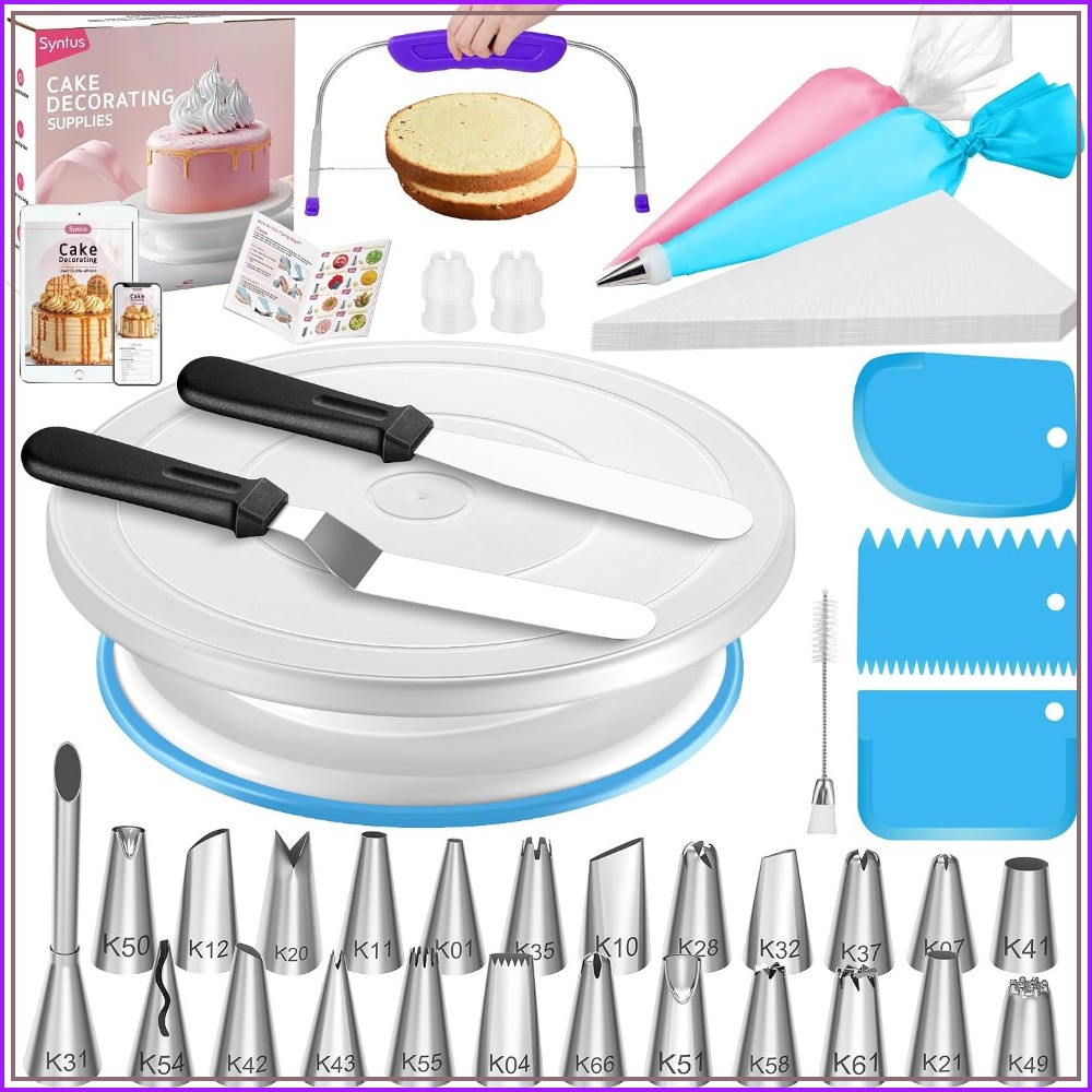 Cake Decorating Turntable - 65종 케이크 데코레이팅 키트 (회전판, 파이핑