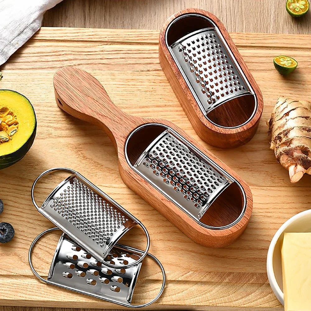 Cheese Grater Box - 나무 용기 포함 치즈 강판, 304