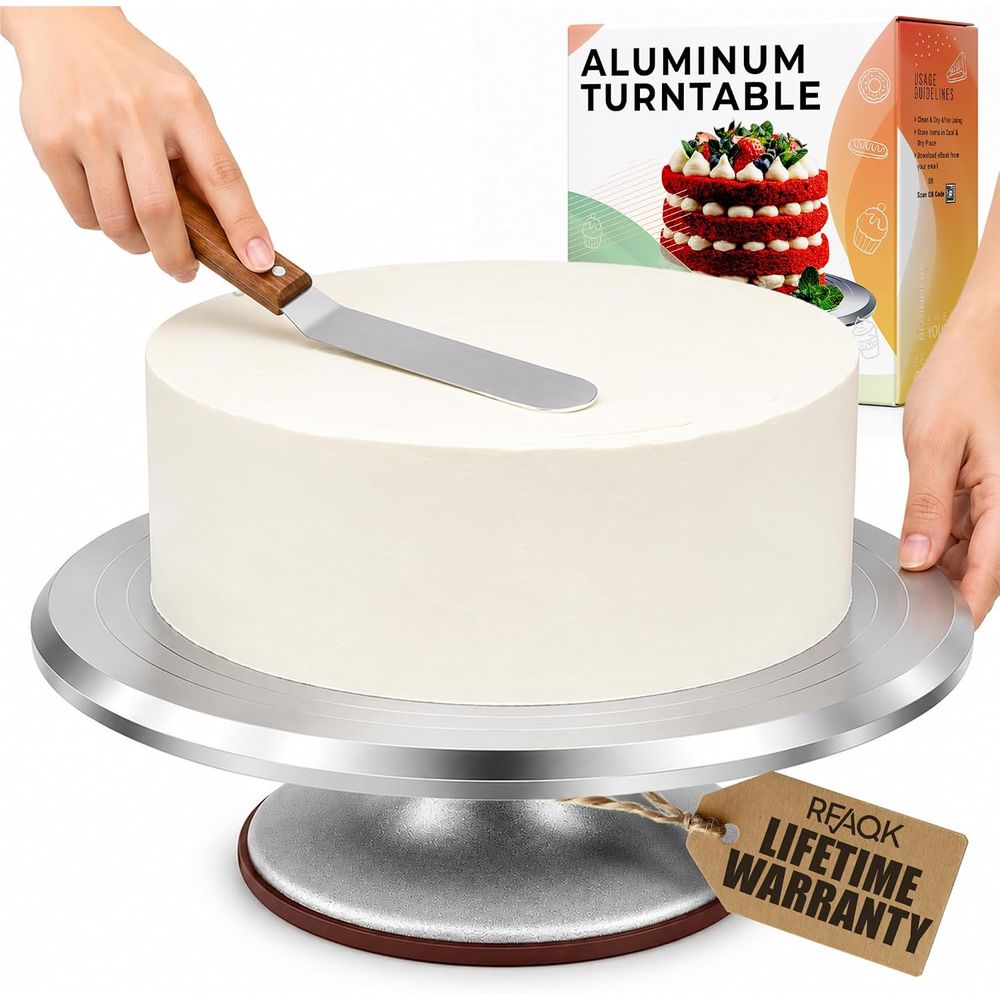 Cake Decorating Turntable - 12인치 합금 회전 케이크 스탠드, 컵케이크,