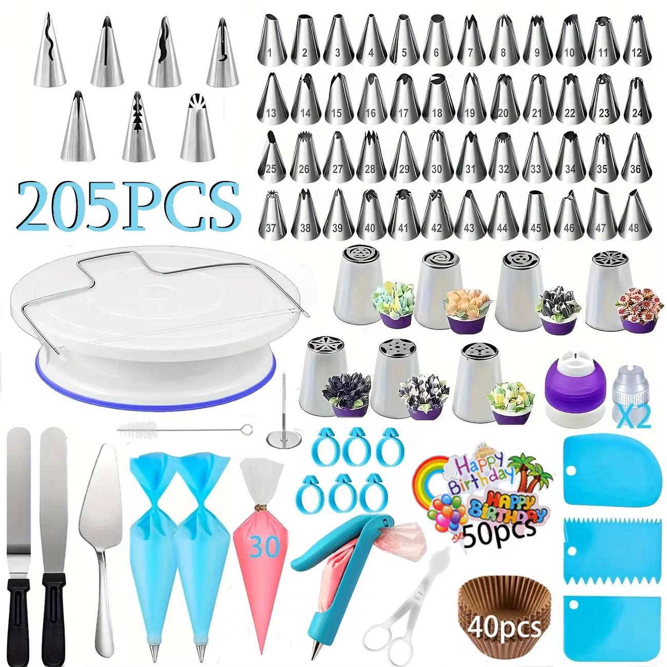 Cake Decorating Turntable - 205피스 회전식 데코레이팅 턴테이블이 포함된 케이크