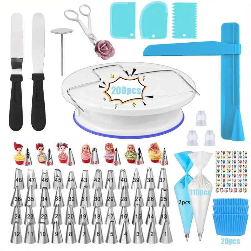 200PCS 궁극적인 케이크 턴테이블 장식 노즐 키트- - Cake Decorating Turntable 리뷰 및 가격