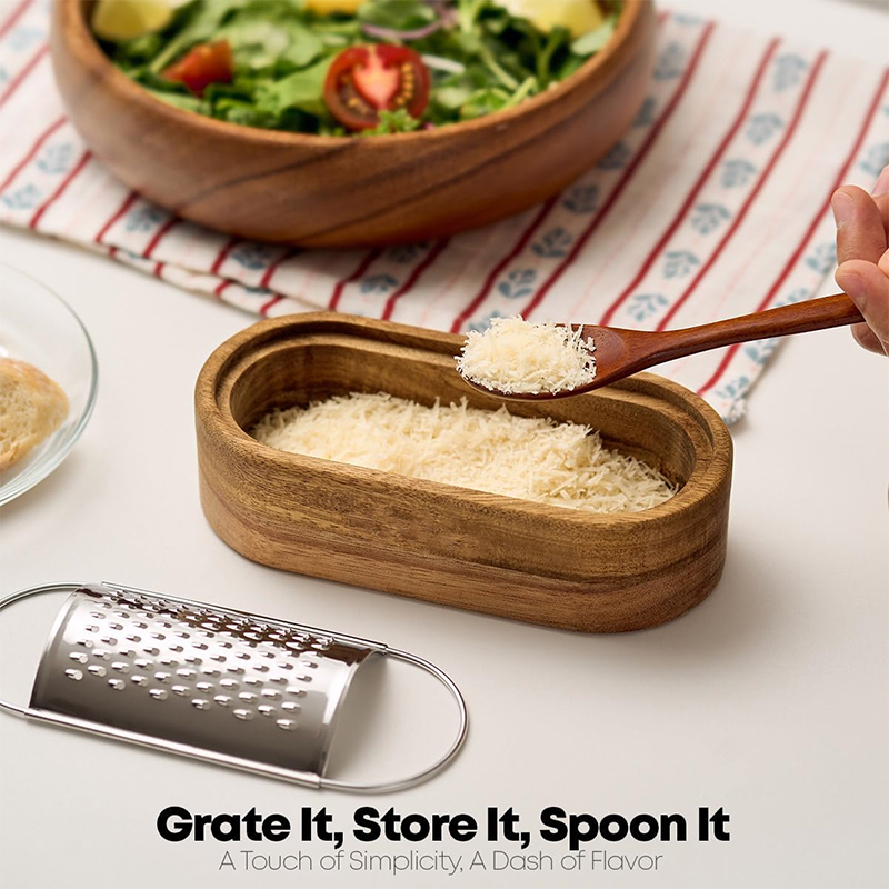나무 용기에 담긴 치즈 강판 304 스테인리스 스틸 치 - Cheese Grater Box 리뷰 및 가격